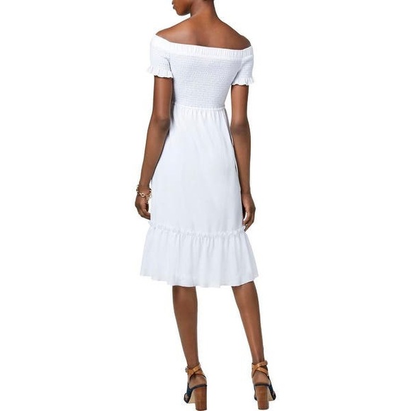 Michael Michael Kors Off The Shoulder White Dress Petite Large - Picture 2 of 10